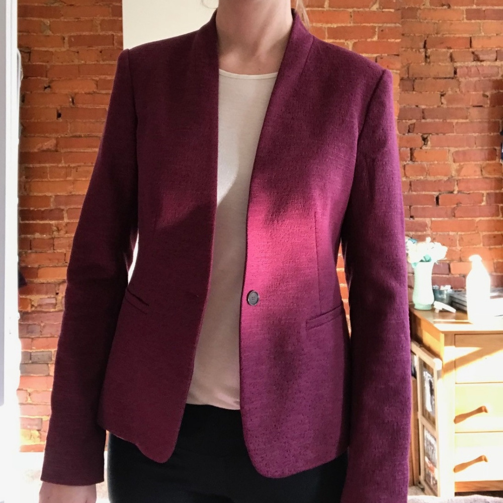 Loft Collarless Blazer size 6 Tall Red